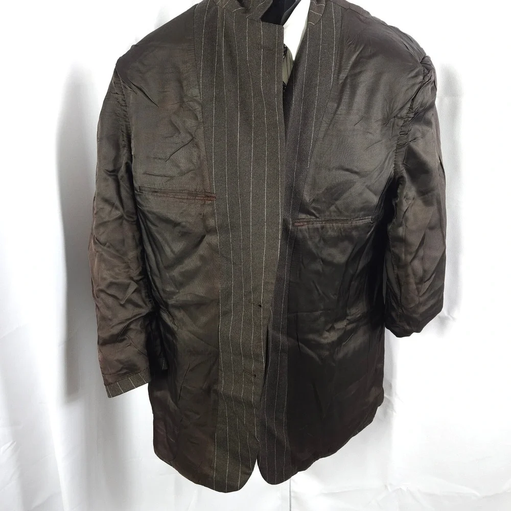 Brooks Brothers Gray Pinstripe Wool Sport Coat Men's Approx 46R‎